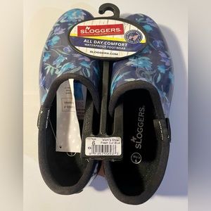 Sloggers Blue Floral Fresh Cut Black Waterproof Footwear Shoes 6 NWT